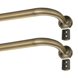 Lwiiom 2 Pack Wrap Around Curtain Rod for Windows 28-86", Internal Splicing 1 Inch Diameter Disc, Adjustable Room Darkening Curtain with Aluminum Finials and Brackets, Antique Bronze