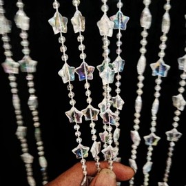 ave split Beaded Curtain Doorways Star Acrylic Hanging Door Beads String Curtains Tassel Room Divider Screen Decor for Doorway Window Living Room Wedding 049Star (Shiny Transparent Stars)