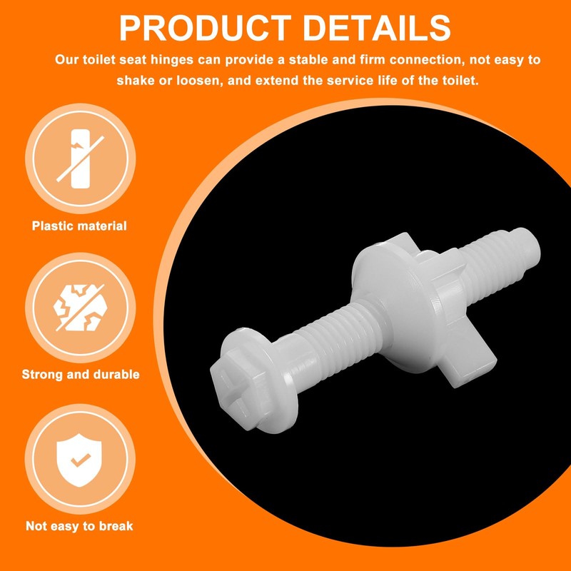 sourcing map 2Pcs Toilet Seat Hinges Screws, White Universal Plastic