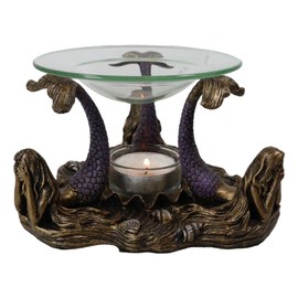 Ebros Gift See Hear Speak No Evil Three Sirens Mermaids of The Cove Candle Heat Oil Burner Tart Warmer Aroma Scent Figurine Home Fragrance Decorative Aromatherapy Nautical Marine Accent