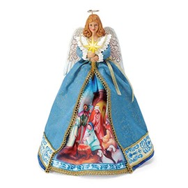 Department 56 Possible Dreams Jim Shore Holy Family Angel Lit Tree Topper, 14 Inch, Multicolor