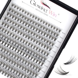 Glowing Win Cluster Eyelashes, Individual Lashes, Natural Individual Eyelashes, False Eyelashes, Natural, 228 Pieces, DIY Eyelash Extensions, Eyelash Extension (0.07C 20D Mix 8-15 mm)