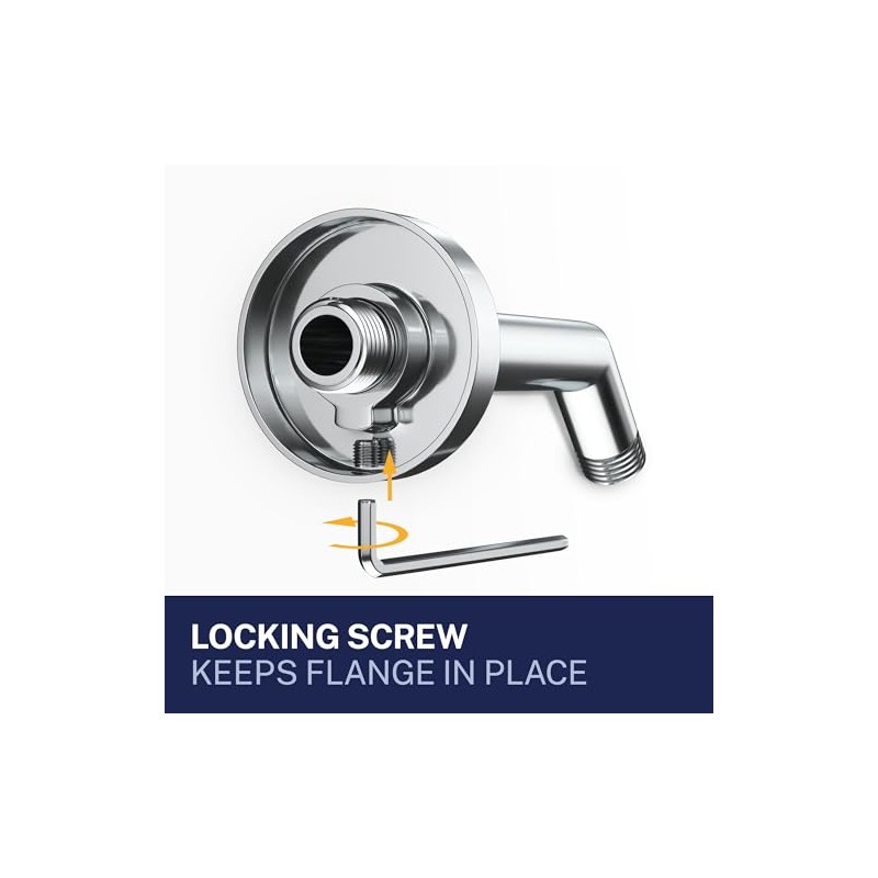 HammerHead® Solid Metal Shower Arm and Flange - 7.5 Inch