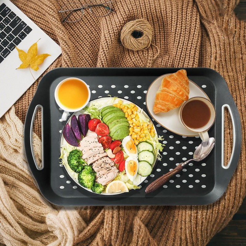 Hodvya 1PCS Large Non-Slip Serving Tray with Handles TV Lap