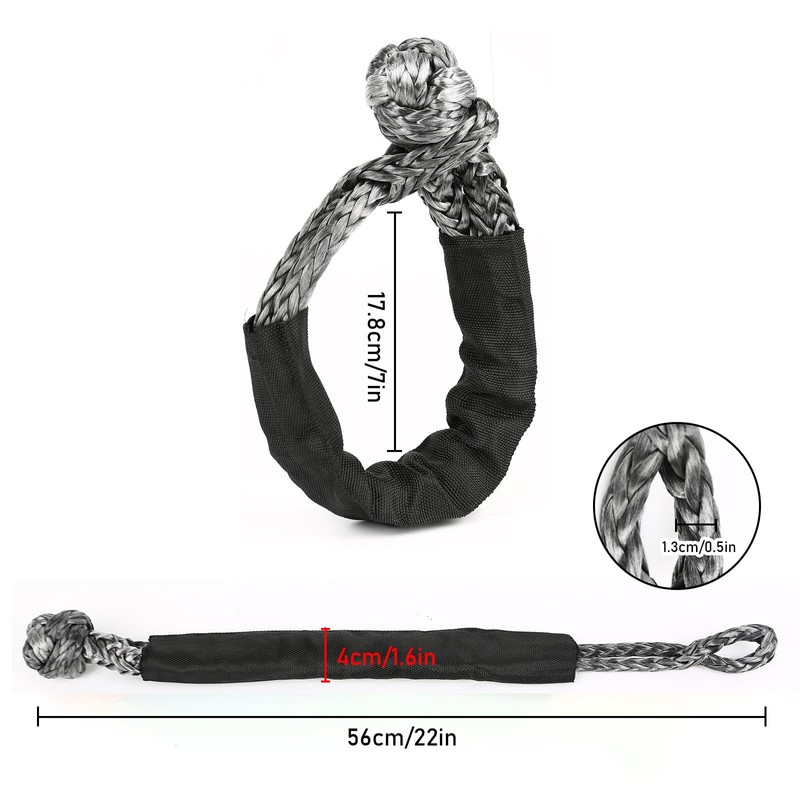Shackle 1/2 Synthetic Shackle Winch Rope with Recovery Snaps, 41000