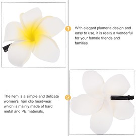 Lurrose Pinzas para El Cabello con Flores Hawaianas: Pinza para El Cabello con Flores de Plumeria para Mujeres Y Niñas, Ideal para Fiestas de Vacaciones Y Accesorios de Playa.