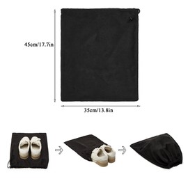 LAKE OF FIRE 4Pcs Travel Shoe Bags for Packing, 17.7x13.8in Dust Shoe Bags Flannel Shoe Pouch with Drawstring Closure Washable,Black