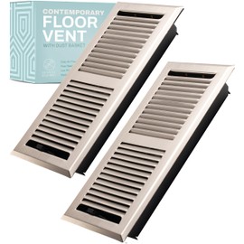 Home Intuition Contemporary Floor Vent Cover 4X12 Inch Floor Register with Mesh Cover Trap Heat and Air Walkable Metal Floor Vent for HVAC Duct, Satin Nickel