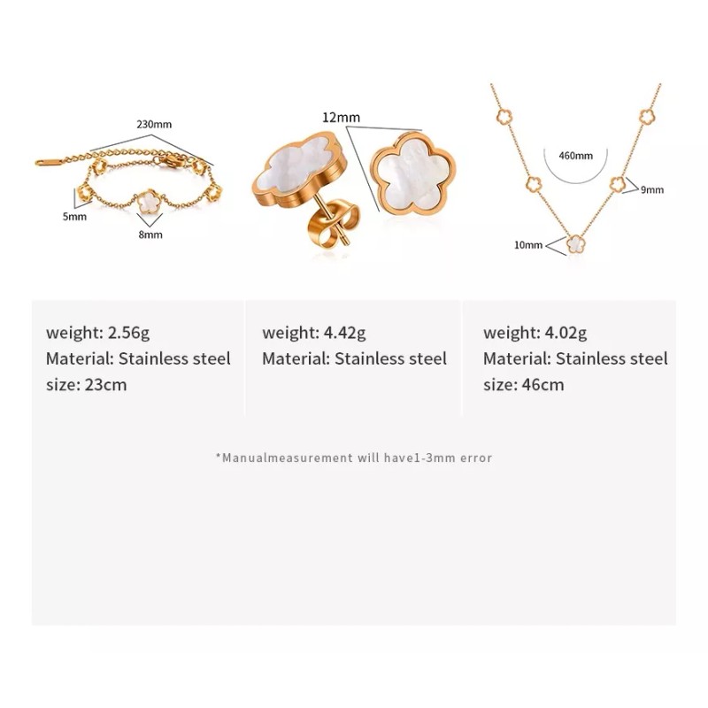 Deluxe Pack Joyería Collar Aretes Pulsera Acero Inoxidable Dorado