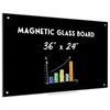 QUEENLINK Black Dry Erase Board, 36" x 24" Magnetic Glass