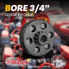 Bravex Centrifugal Clutch 12T 3/4" BORE Chain #35 for Predator Honda GX160 GX200, Go Kart Fun Kart Mini Bike 12 Tooth