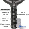 10 Pcs No-Shoulder Lifting Eye Bolts 7/16"-14 X 1-3/8"