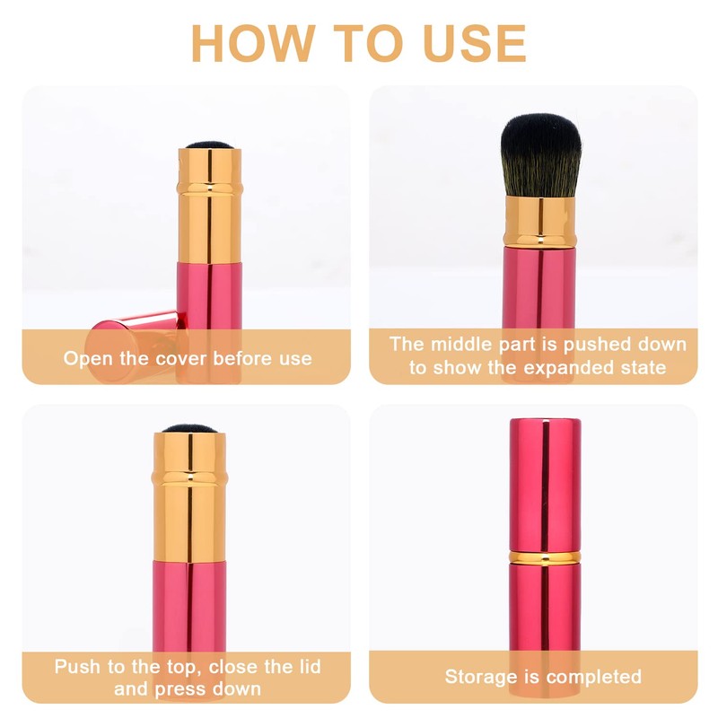 Pack of 2 Retractable Makeup Brushes, Portable Blush Brush, Liquid
