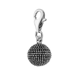 Quiges 3D Disco Ball Clip On Charm Pendant Silver Plated Women's Jewellery