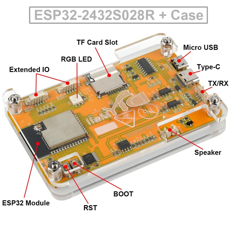 DIYmalls 2.8" ESP32-2432S028R ESP32 Display Resistive Touchscreen 240x320 TFT LCD