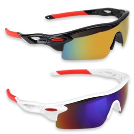 2 Pack Kids Sunglasses Sports Sunglasses for Boys Girls with UV400 Protection for Running Baseball Cycling Outdoor Activities Visor Children Sun glasses Multipack for Teens Kids Sports Eyewear