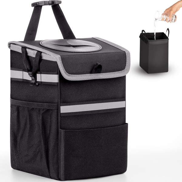 Car Trash Can with Lid and Storage Bags Large Capacity