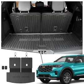 JOULARISE Cargo Mat with Backrest Mats for 2020-2024 2025 Ford Explorer Accessories, All Weather TPE Protectors Cargo Liner Seat Back Covers Active/ST Line/ST/Platinum(Cargo Mat with Backrest Mats)