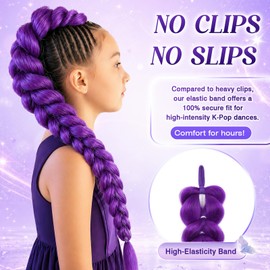 Purple Braiding Hair Ponytail Extensions 24 Inch Costume Cosplay Halloween