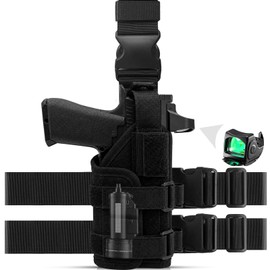 AIKATE Drop Leg Gun Holster with Optic/Light/Laser, Adjustable Universal Thigh Pistol Holster for Men and Women, Fits for Glock 1911, 9mm, .40, .45, .380, S&W M&P, Most Mid-Size Pistols