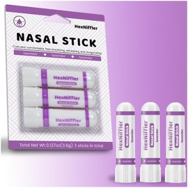 HexNiffler Inhaler Nasal Stick, On-The-GO Portable, Non-Medicated, Cool Refreshing Helps to Clear Breathing, Sinus Relief and Shatter Drowsiness, Set of 3 inhalers (Lavender)