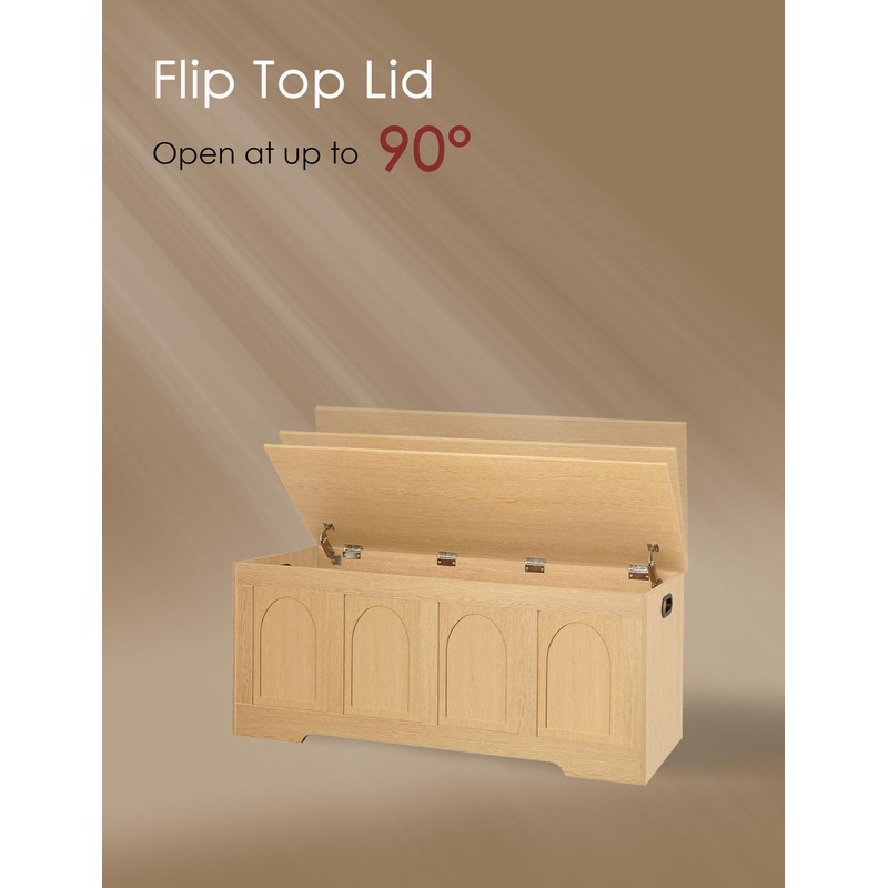 DINZI LVJ Storage Chest, 47.2”Wooden Storage Box with 2 Safety