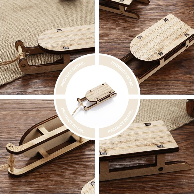 BESPORTBLE Mini Sledge Miniature Wooden Mini Sledge Kit Table Top