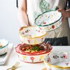 GinkgoHome Hand Painted Flower Pattern Ceramic Bowl Wavy Edge 6-8