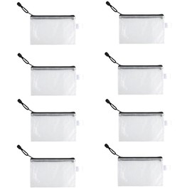 CuiCanfla 8 Pcs Zip File Bags, Transparent Mesh Zip Pen Pouch, A6 Size Zipper Bag, Multipurpose for Travel Storage, Office Appliances and Home Organize