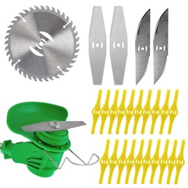 25 Pcs Electric Weed Wacker Metal Blade Lawn Trimmer Accessories 6" Grass Trimmer Replacement Blades for Weeding (4pcs Rhombus Blade/S-Blade, 1pcs Saw Blades, 20pcs Plastic Blades)