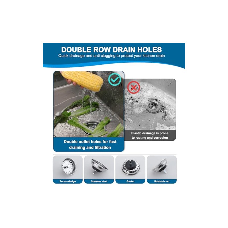 ZM Stainless Steel Kitchen Sink Strainer with Drain Assembly