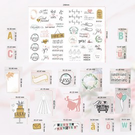 Wedding Stickers, 321 Stickers for Wedding Guest Book, Glitter Wedding Guest Book for Guest Book, Photo Album, Wedding Stickers with Lots of Heart and Love