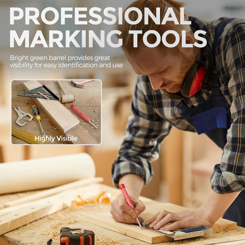 Nicpro CP3000 Carpenter Pencils with Sharpener, 2 Pack Mechanical Pencil