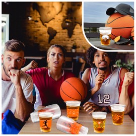 CUPLOOV 50 Pack Basketball Cups 12 Oz - Disposable Plastic Drinking Snack Cups for Basketball Party Supplies Bulk Drink Wine Coffee for Birthday Holiday Sports Favors Dinnerware Decoration