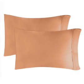 Superior Egyptian Cotton 300 Thread Count Pillowcases, Pillow Cases, Modern, Solid Classic Pillow Case Cover, Ultra-Soft Comfort Basics, Bedding Essentials, Bed Accents, Set of 2, Standard, Beige