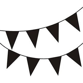 Happium 10m / 32 ft Solid Colour Bunting Flags Banner Pennant Party Decoration Garland (Black)