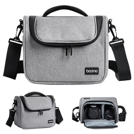 Linpr Camera Bag, Small Crossbody SLR Cameras, Photo Bag, SLR/DSLR Shoulder Messenger Bag, Professional, Waterproof Camera Bags for Photographers, Compatible with Canon/Sony/Nikon, gray, Simple: