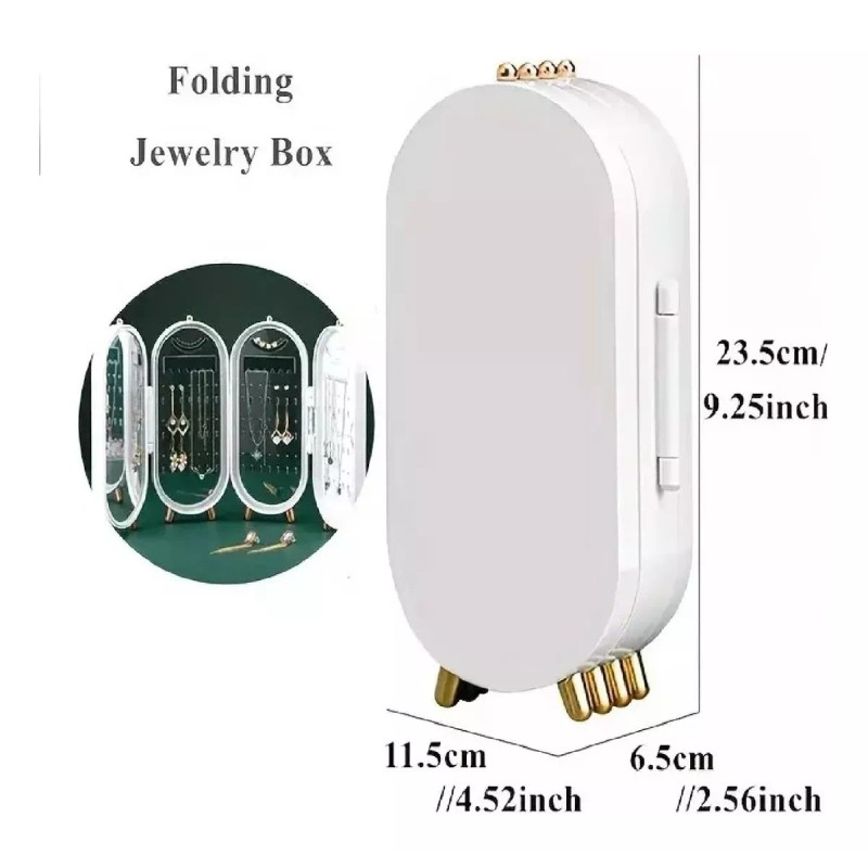 KFMX Joyero Organizador Plegable Con Espejo Aretes Collares