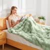 Latepis Faux Fur Throw Blankets Sage Green Bubble Cozy Soft