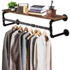 Yawinhe Industrial Pipe Clothes Rack with Top Shelf, Wall Mounted