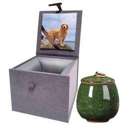 Mini Urns for Ashes, Handicrafted Ceramic Ashes Urns for Dog Cat Small Pets Ashes Keepsake Memorial Gift, Ashes Holder with Exquisite Box-Malachite Green