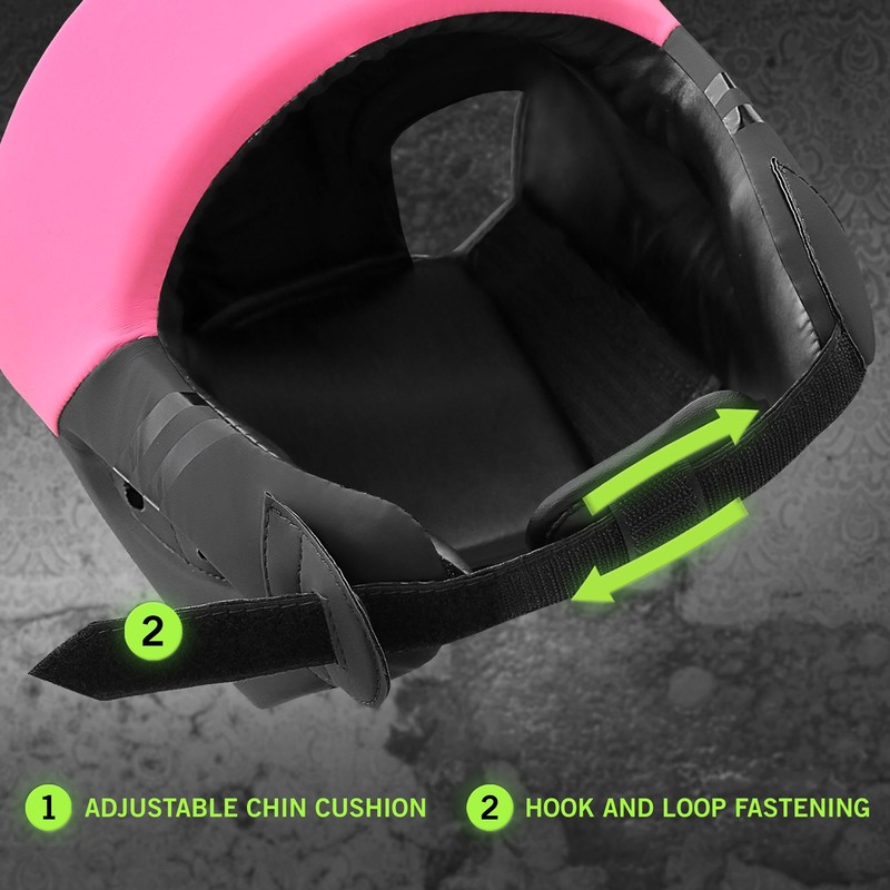 Mytra Fusion Black-90 Boxing Head Gear, Black/Pink, L