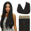 Lashey Tape in Hair Extensions Natutal Black Extensions Real Straight