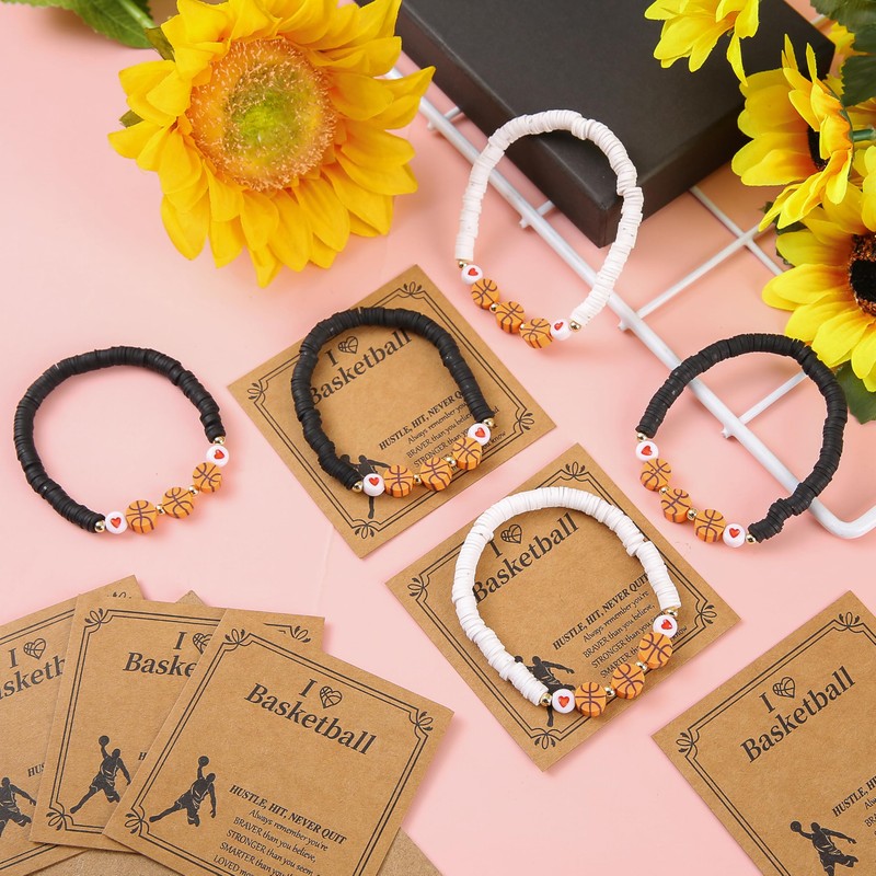 ABISIN 24 Set Basketball Bracelets Basketball Gifts Sport Bracelets Team