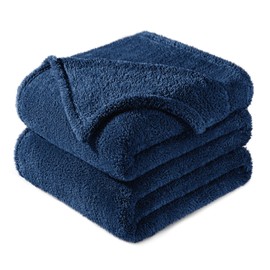 Exclusivo Mezcla King Size Flannel Fleece Blanket, Super Soft Velvet Plush Bed Blanket, Fuzzy Cozy and Warm for Winter, 90x104 Inches, Navy Blue