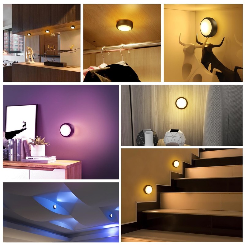 BLS LED Puck Lights with Remote Control, 13 Color Changing