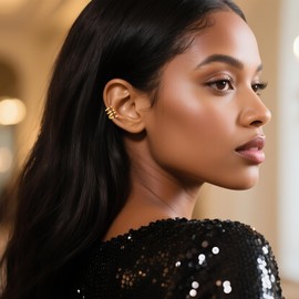 ALEXCRAFT Gold Ear Cuff No Piercing Chunky Cuff Earrings Climbing Wide Non Pierced Hoop Earrings Top Ear Fake Waterproof Thick Band 14k Gold Plated