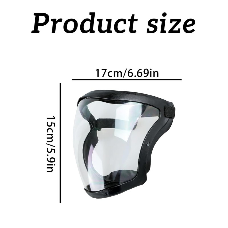 Bojueshaw Anti-Fog Full Face Shield with Adjustable Strap,Reusable HD Clear