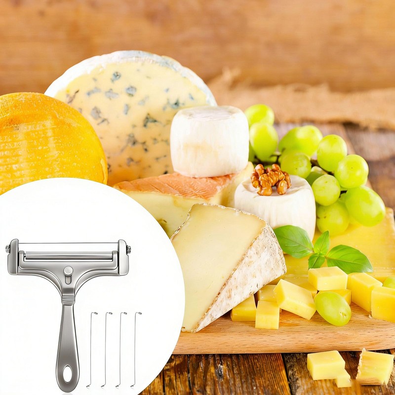 BoAn Wire Cheese Slicer with 4 Replacement Wires, Adjustable Thickness