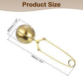 sourcing map 1 Pcs Ball Snap Tea Ball Infuser with Handle, Loose Tea Steeper, Stainless Steel Tea Strainer for Brew Loose Leaf Tea, Gold